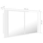 vidaXL Armoire à miroir de bain à LED Blanc brillant Acrylique
