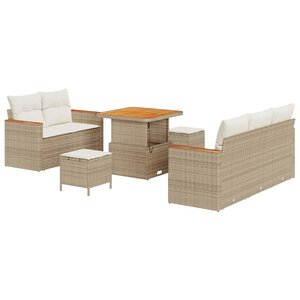 vidaXL Ensemble de canapé de jardin 8 Pièces Beige Poly rotin