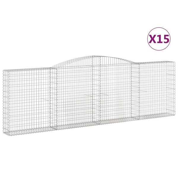 vidaXL Paniers à gabions arqués 15 Pièces 400x30x120/140 cm Fer galvanisé