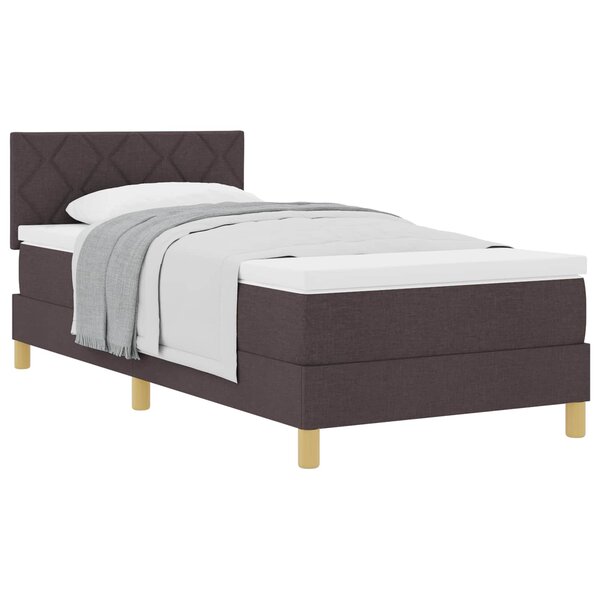 vidaXL Lit à ressorts avec coussin Marron foncé 90 x 200 cm tissu