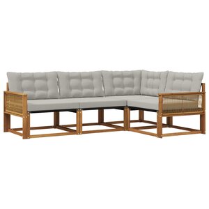 vidaXL Ensemble de canapés d'extérieur 4 pc Naturel et gris clair