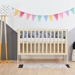 Lit évolutif bébé gris + barreaux couleur naturel 60 x 120 cm