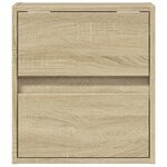 vidaXL Table de chevet murale avec lumières LED chêne sonoma