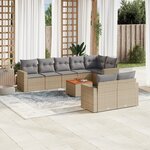 vidaXL Salon de jardin avec coussins 9Pièces mélange beige résine tressée