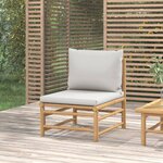 vidaXL Canapé central de jardin avec coussins gris clair bambou