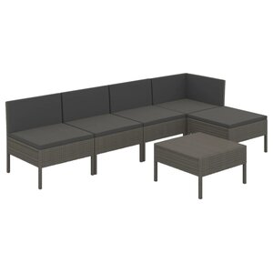 vidaXL Salon de jardin 6 Pièces avec coussins résine tressée gris