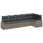 vidaXL Ensemble de canapé de jardin avec coussin 6 Pièces Gris Poly rotin