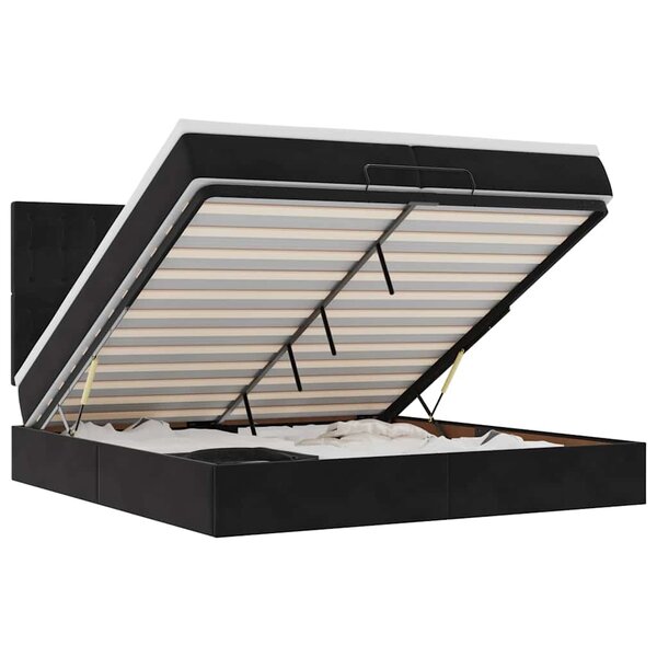 VidaXL Cadre de lit ottoman avec matelas noir 200x200cm velours