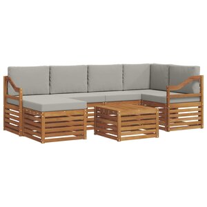 vidaXL Ensemble de canapé d'angle 7 Pièces Gris Naturel et Clair