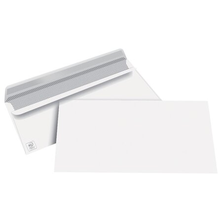 Enveloppe blanche dl 110 x 220 mm 80g sans fenêtre - autocollante (boîte 500 unités)