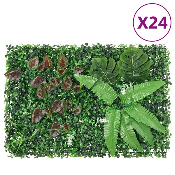  vidaXL Clôture à plantes artificielles 24 Pièces vert 40x60 cm