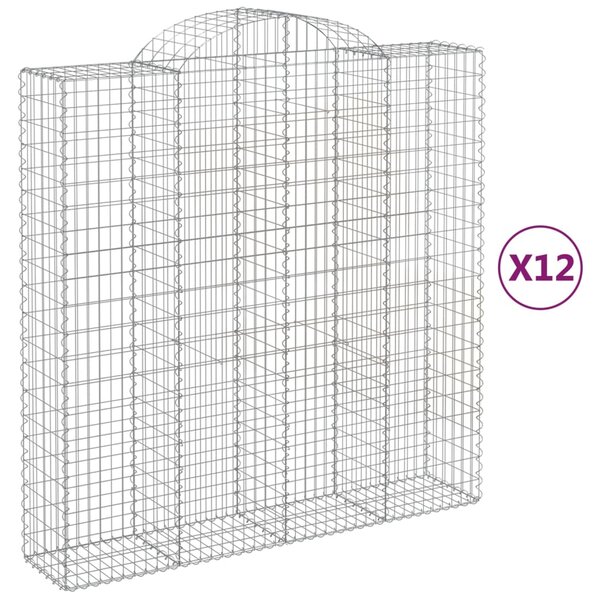 vidaXL Paniers à gabions arqués 12 Pièces 200x50x200/220 cm Fer galvanisé