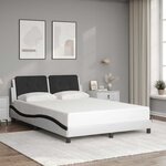 vidaXL Cadre de lit sans matelas Zadar blanc et noir 140x190 cm similicuir