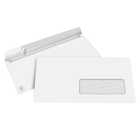 Enveloppe blanche dl 110 x 220 mm 80g avec fenêtre - bande autoadhésive (boite de 500)