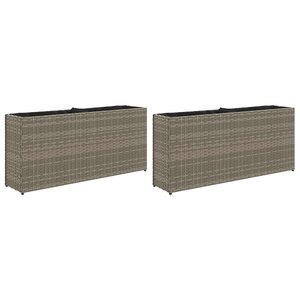 vidaXL Jardinières avec 2 pots 2 Pièces gris 90x20x40 cm résine tressée