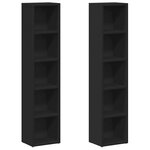 vidaXL Armoires à CD 2 Pièces Noir 21x16x93 5 cm Aggloméré