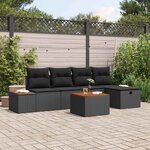 vidaXL Ensemble de canapé de jardin 6 Pièces Noir Poly rotin