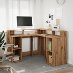 vidaXL Bureau avec lumières LED chêne artisanal bois d'ingénierie