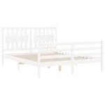 vidaXL Cadre de lit avec tête de lit blanc King Size bois massif
