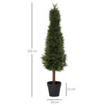 Outsunny Arbre artificiel sapin plante artificiel hauteur 1 5 m tronc bois naturel feuillage grand réalisme vert foncé pot inclus