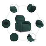 vidaXL Fauteuil inclinable vert foncé velours