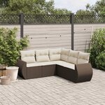 vidaXL Salon de jardin avec coussins 5 Pièces marron résine tressée