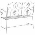 vidaXL Banc de jardin en acier blanc avec un design à lattes  104 cm