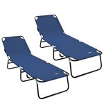 vidaXL Chaise longue pliante 2 Pièces Bleu 188 x 57 x 86 5 cm Polyester