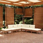 vidaXL Salon de jardin 7 Pièces avec coussins Marron miel Bois de pin