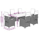 vidaXL Ensemble à manger de jardin et coussins 7 Pièces marron rotin