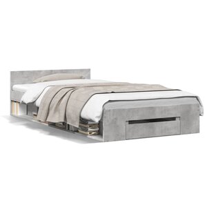 vidaXL Cadre de lit avec tiroir sans matelas gris béton 90x200 cm