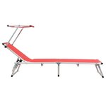 vidaXL Chaises longues pliables et toit 2Pièces Aluminium textilène Rouge