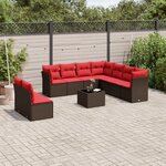 vidaXL Salon de jardin 10 Pièces avec coussins marron résine tressée