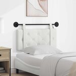 vidaXL Tête de lit suspendue Avec lumière LED Blanc Simili cuir