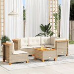 vidaXL Salon de jardin avec coussins 6 Pièces beige résine tressée