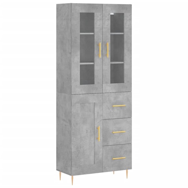vidaXL Buffet haut Gris béton 69 5x34x180 cm Bois d'ingénierie
