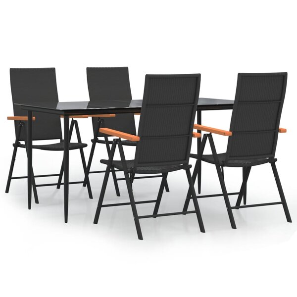 vidaXL Ensemble à manger de jardin 5 Pièces Noir et marron Résine tressée