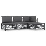 Salon de jardin meuble d'extérieur ensemble de mobilier avec coussins 4 pièces anthracite acier 02_0018293