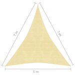 vidaXL Voile d'ombrage 160 g/m² Beige 5x7x7 m PEHD
