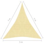 vidaXL Voile d'ombrage 160 g/m² Beige 5x7x7 m PEHD