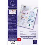 Sachet De 10 Pochettes Perforées Pour Cartes De Visite 10 Emplacements - Polypropylène Lisse 11/100e - A4 - Cristal - X 10 - Exacompta