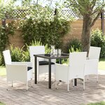 vidaXL Ensemble de salle à manger de jardin 5 pièces avec coussins en poly rotin blanc