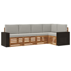 vidaXL Ensemble de canapés d'extérieur 5 pc Naturel et gris clair