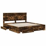 vidaXL Cadre de lit Chêne fumé 200 x 200 cm Bois d'ingénierie