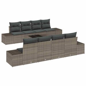 vidaXL Ensemble de canapé de jardin avec coussin 7 Pièces Gris polyrotin