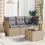 vidaXL Salon de jardin avec coussins 4 Pièces beige résine tressée