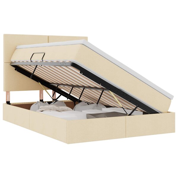 vidaXL Lit de Rangement Crème 140 x 190 cm Cuir synthétique