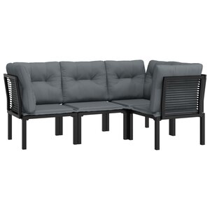 Salon de jardin meuble d'extérieur ensemble de mobilier 4 pièces noir et gris résine tressée 02_0016271