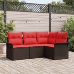 vidaXL Ensemble de canapé de jardin avec coussin Marron polyrotin