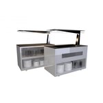 Buffet réfrigéré cuve froide protection anti-postillons - 1300x700 mm - sayl -  - pierre hpl 1300x700xmm